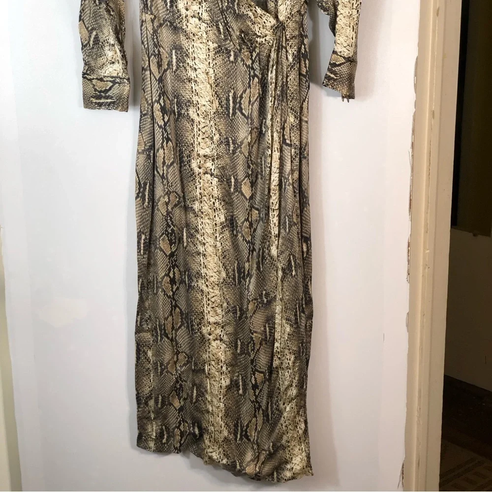 ZARA FLOWING V-NECK SNAKESKIN PRINT LONG SHIRT DRESS | Size Small - Picture 9 of 16
